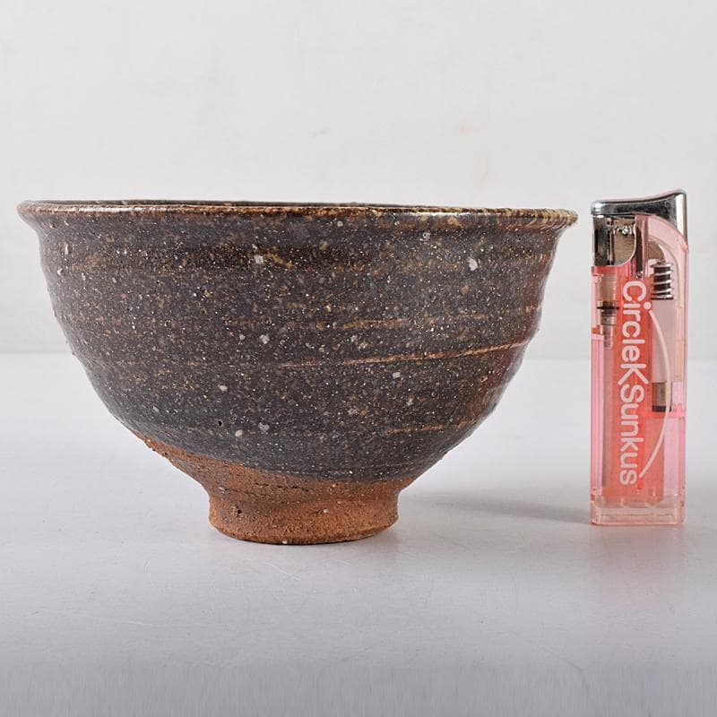 加藤唐九郎　一無斎（一ム斎）　蕎麦釉　茶碗　銘有明　清水公照極め箱　MR8736