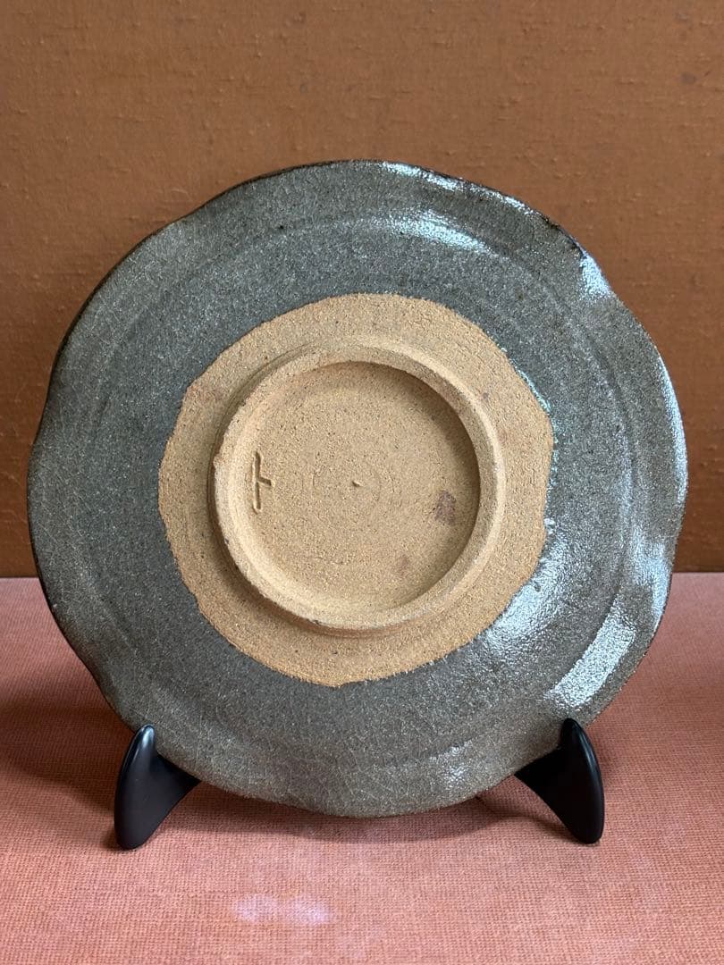 人間国宝荒川豊蔵作絵唐津四方窓割飛鳥文七寸皿　検唐津小十窯にて