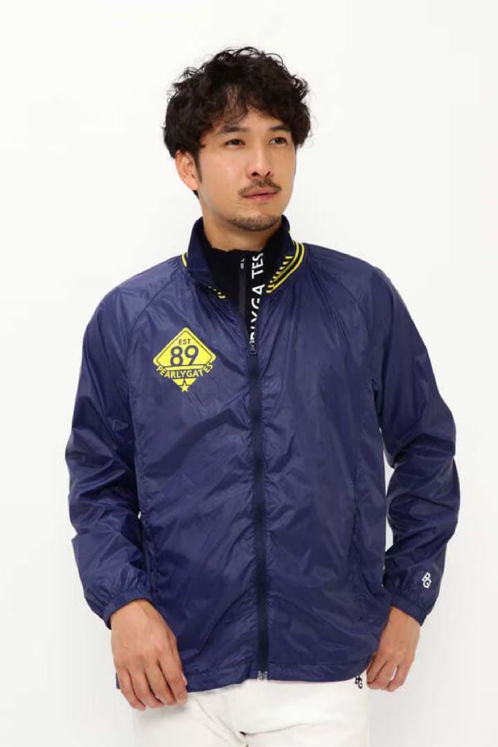 美品 ★ パーリーゲイツ ツインスニード 保温/防寒 メンズ ブルゾン 黄 紺