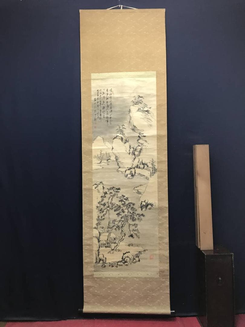 田能村直入/雪景山水画賛/山水図/幽居図/掛軸/名家伝来/AC-694