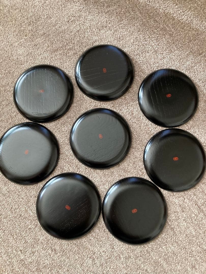 象彦　菊 銘々皿　黒8枚セット