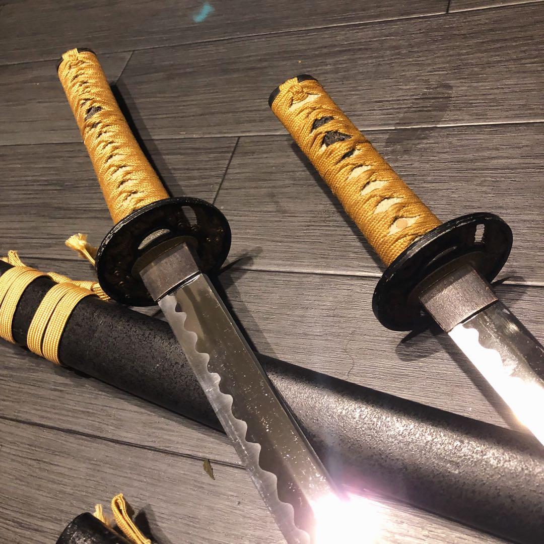 本格模造刀　居合刀　 2本セット　美術刀剣　太刀　脇差　大小セット　茶拵え