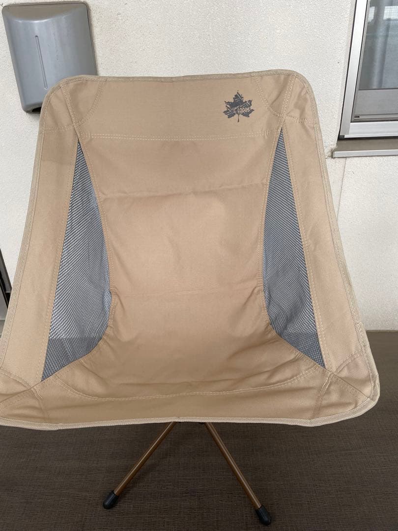 LOGOS アウトドアチェア ベージュ メッシュパネル付き