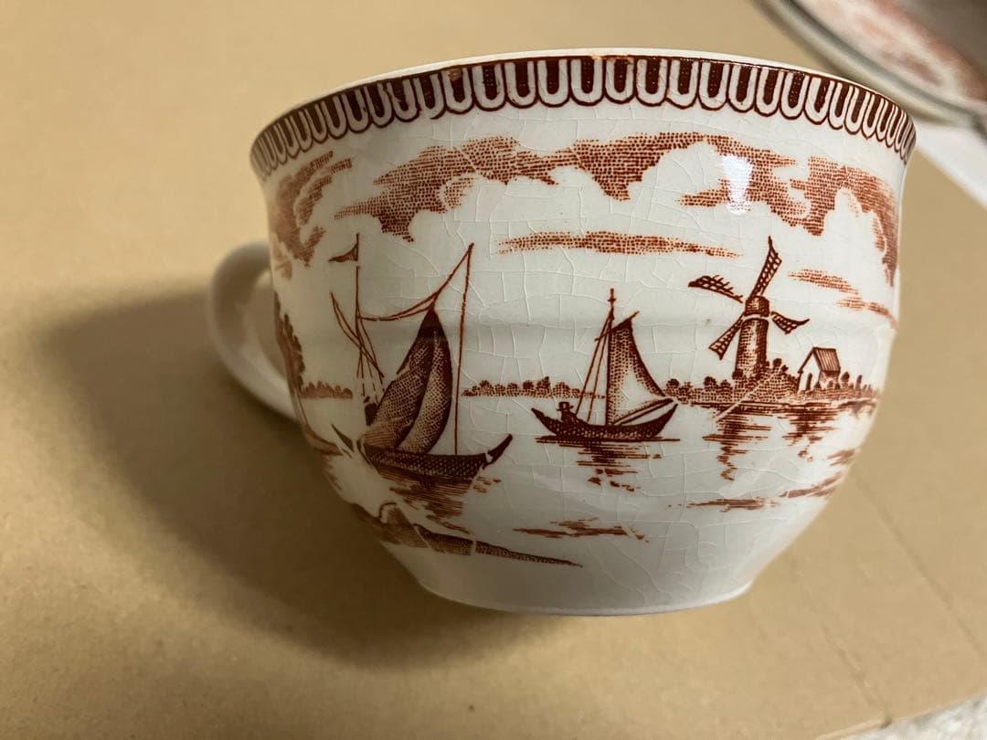 昭和レトロ　アンティーク オランダ18世紀の人物山水庭園風景画 インテリア食器