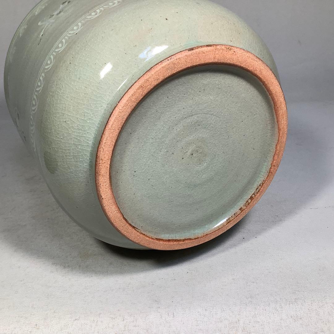 青磁　雲鶴　水指　中村与平　茶道具