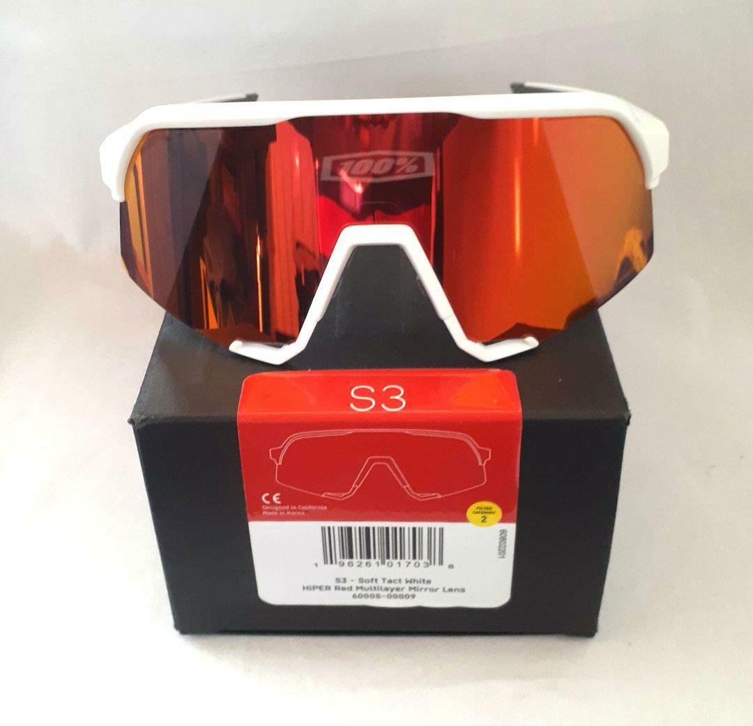 100% S3 ホワイト レッド ワンハンドレッド サングラス
