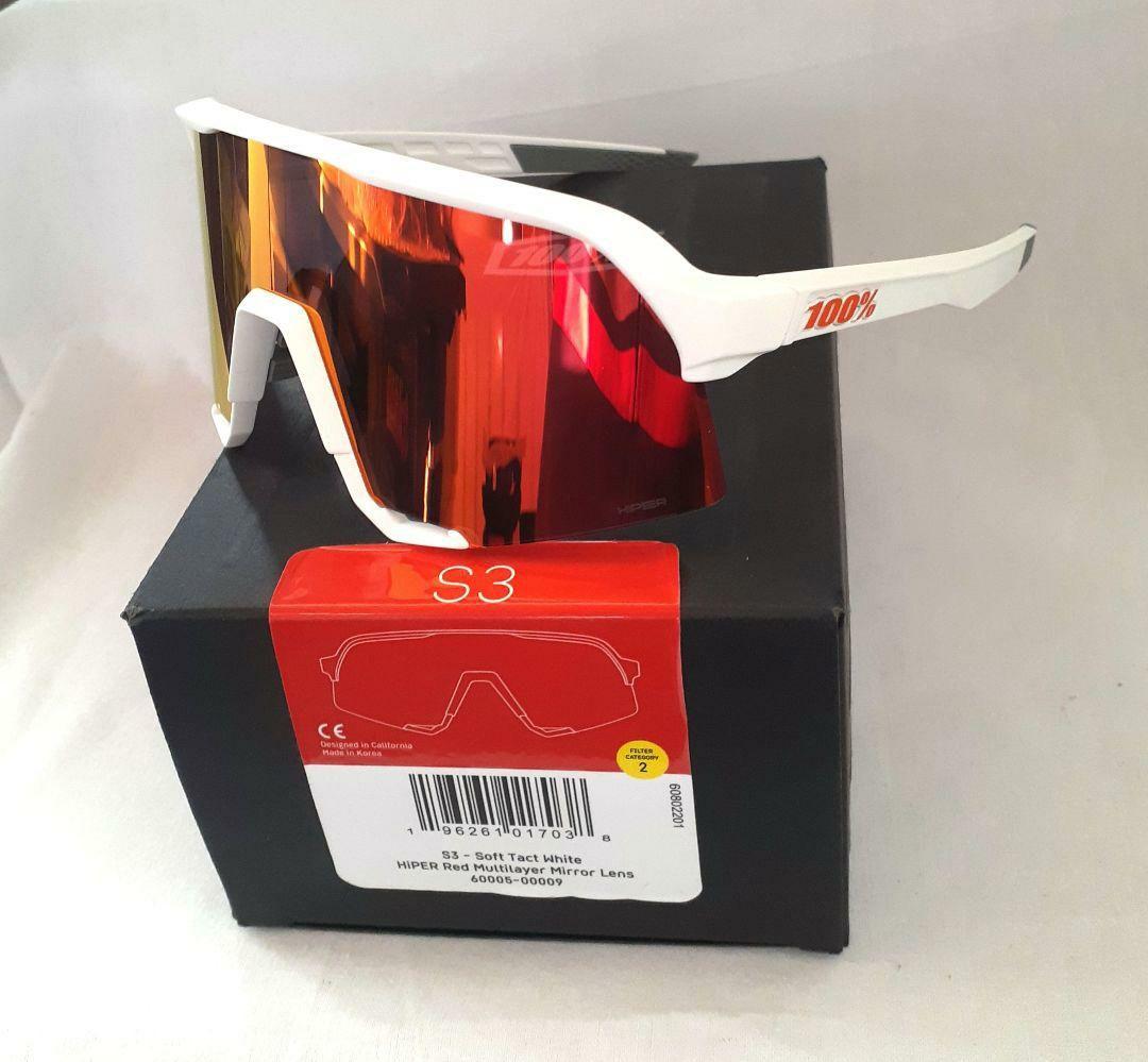 100% S3 ホワイト レッド ワンハンドレッド サングラス