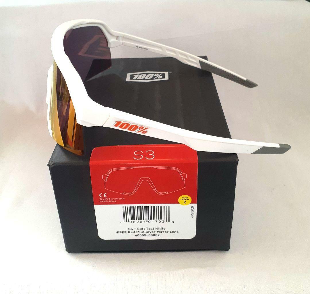 100% S3 ホワイト レッド ワンハンドレッド サングラス
