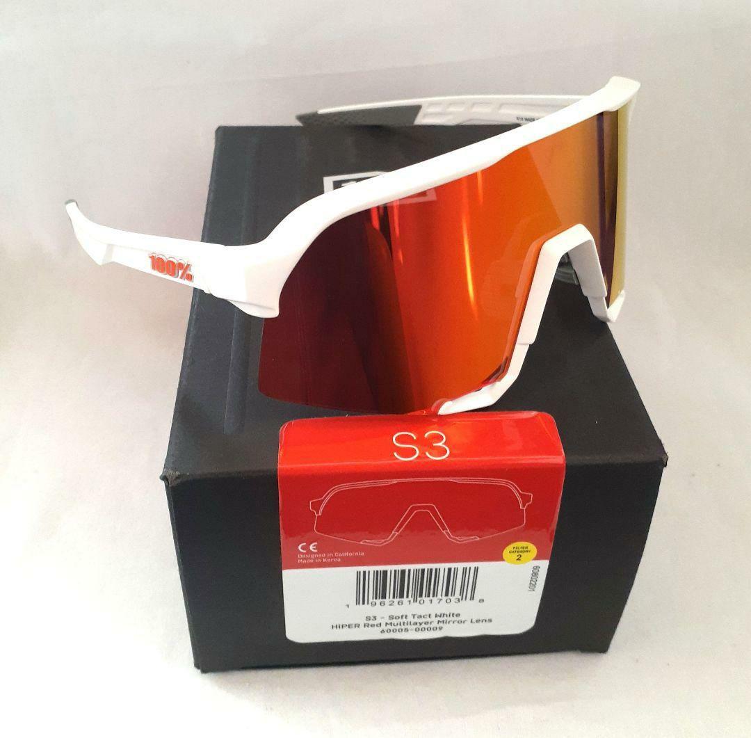 100% S3 ホワイト レッド ワンハンドレッド サングラス