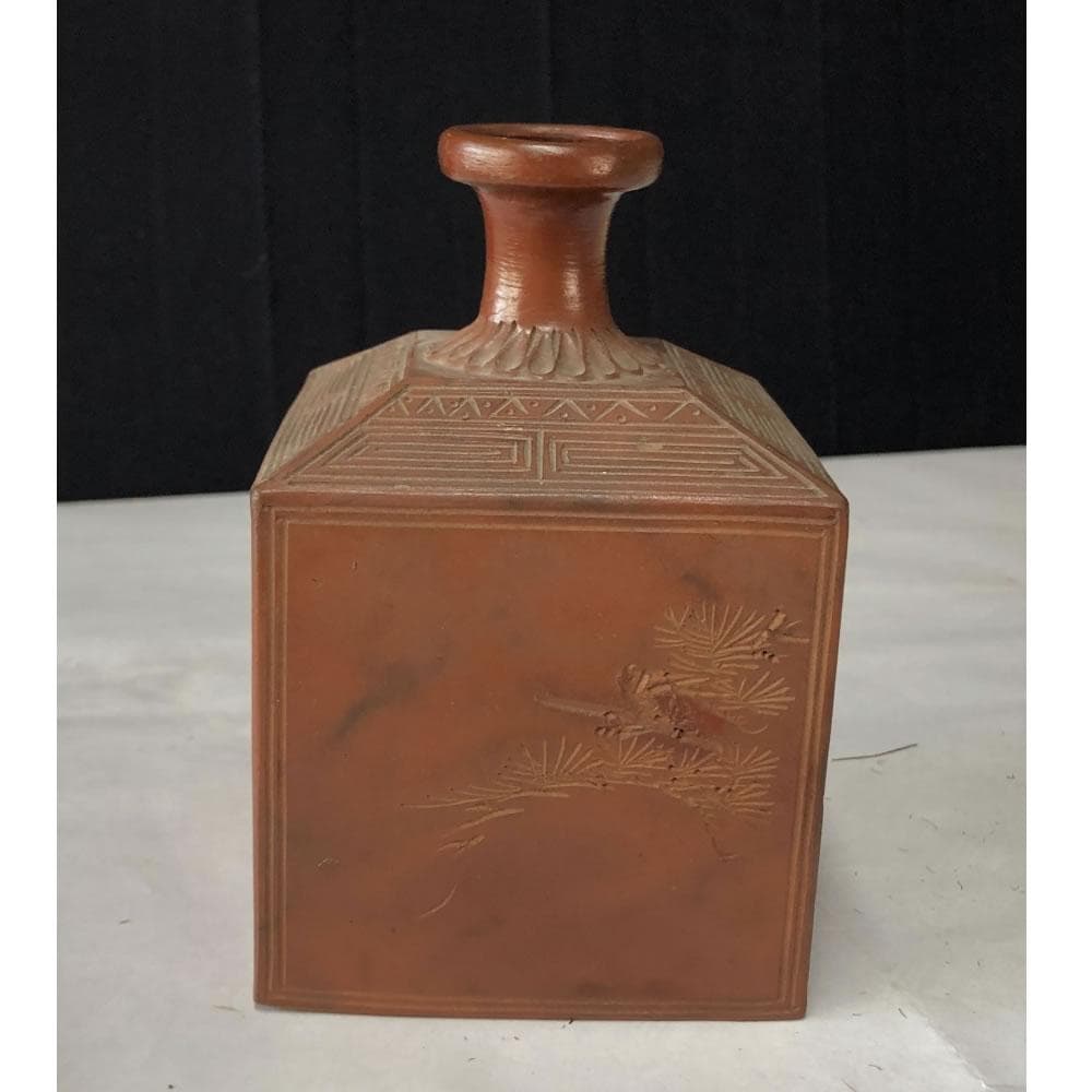 e2843 古備前 升徳利 松 角徳利 刻印 備前焼 酒徳利 (e1716)