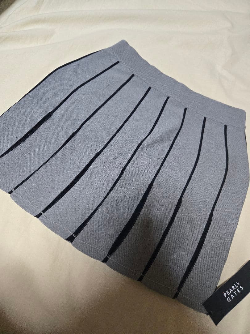 グレー　パーリーゲイツ　2 サイズ L　ピンストライプ　プリーツ　ニットスカート