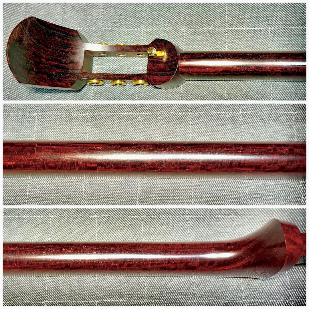 【新春丙午】極上 津軽三味線 金細 綾杉胴 超重量 虎縮杢 超美品 糸巻 太棹