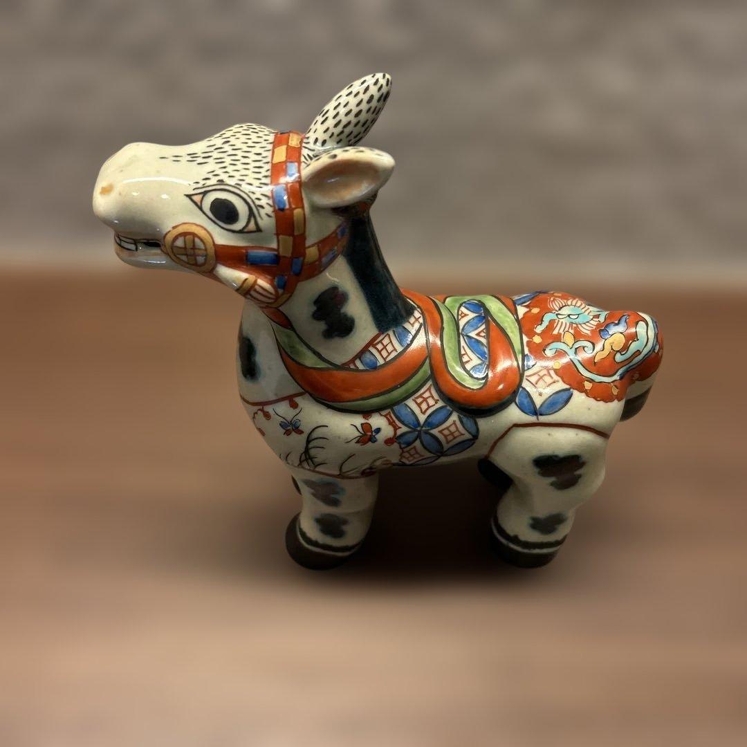 【午年に】有田焼 円左エ門窯 色絵 馬 置物 縁起物／インテリア