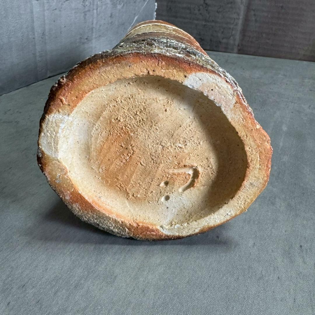 備前焼 竹節花入 共箱付き 武男作 陶歴書付き 花瓶 花器 茶道具