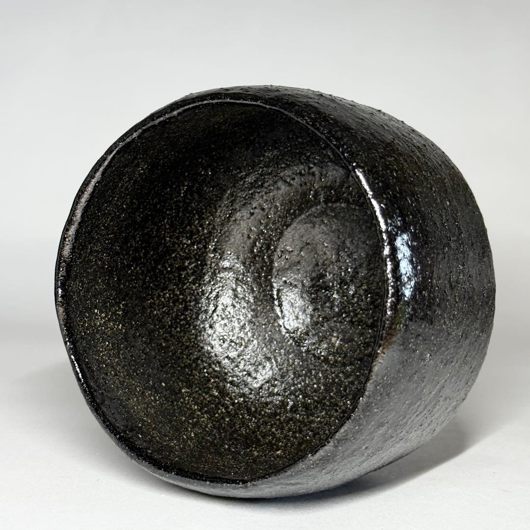 楽焼 長次郎写 禿 黒楽 茶碗 佐々木 昭楽 抹茶碗 茶道具 楽茶碗 共箱 共布