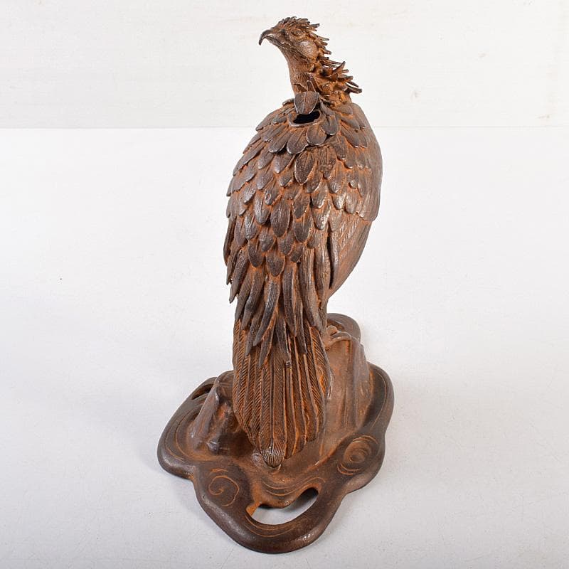 龍ちゃん　時代金工　蝋型鋳銅　古銅　鷹　香炉　置物　U　R8804