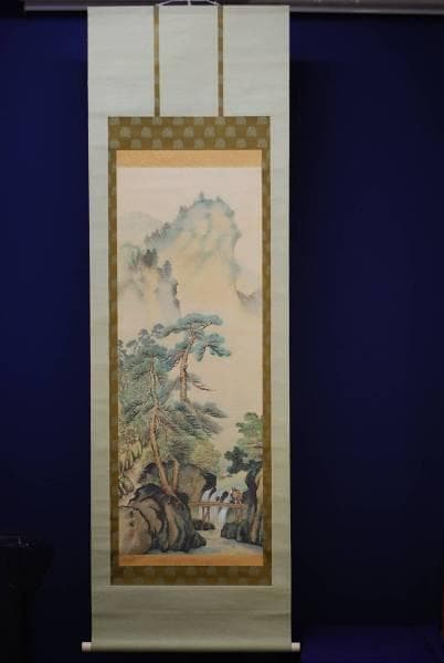 真作/秀聞/渓山/帰樵図/布袋屋掛軸HC-572