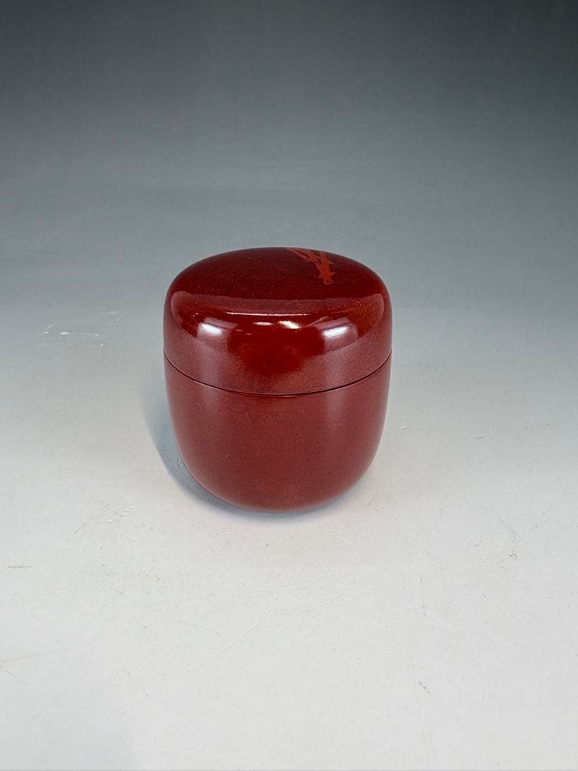 【中古】讃岐後藤塗　松葉ノ画尻張棗　堀内宗完書付（共箱）USED〈税込•送料込〉