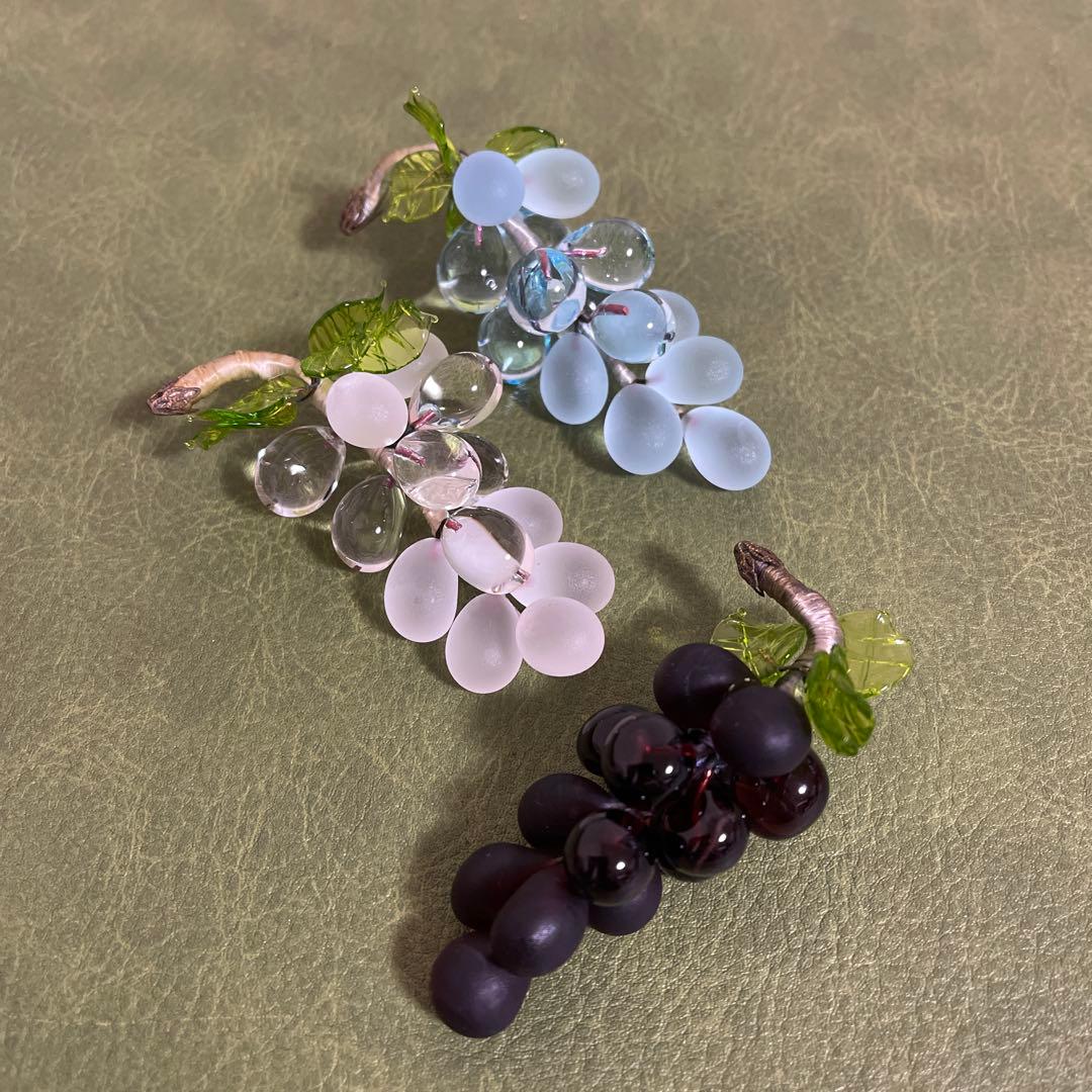 ヴェネチアングラス　ムラーノガラス　ぶどう　ガラス細工　イタリア　ヴィンテージ