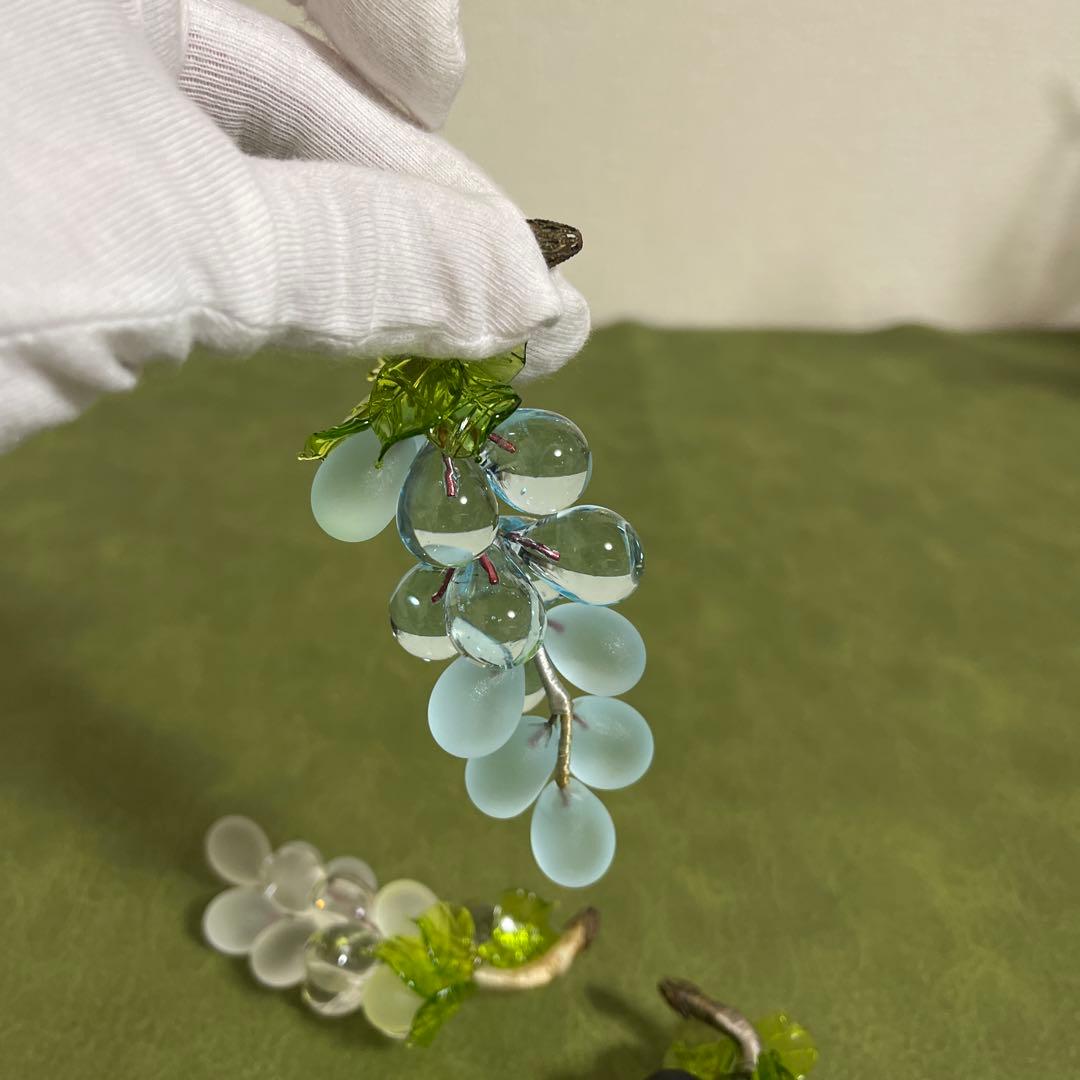 ヴェネチアングラス　ムラーノガラス　ぶどう　ガラス細工　イタリア　ヴィンテージ