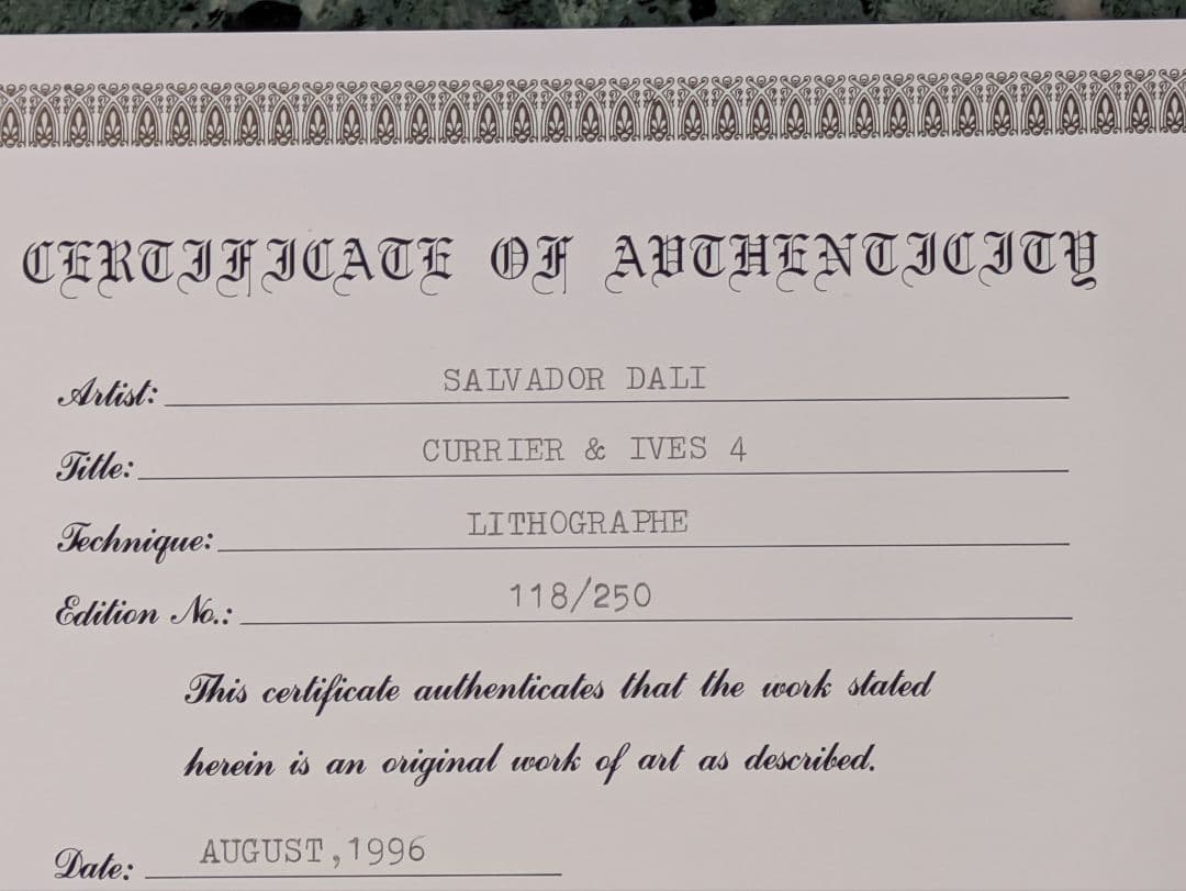 サルバドール・ダリ　ファイアー　ファイアー　ファイアー 180 /250手書き