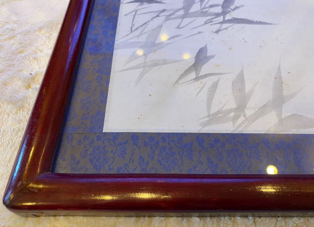 アンティーク　チャイニーズ　アートフレーム 水墨画パンダ サイズ54x55.5