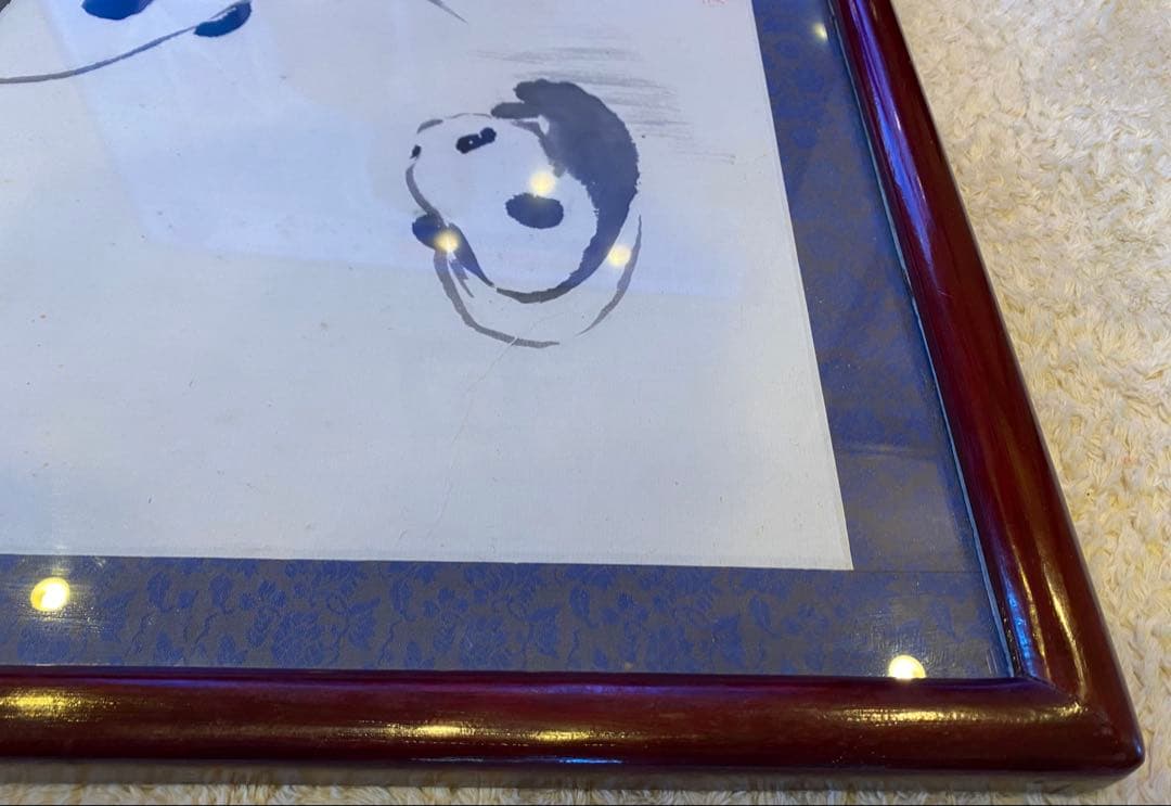 アンティーク　チャイニーズ　アートフレーム 水墨画パンダ サイズ54x55.5