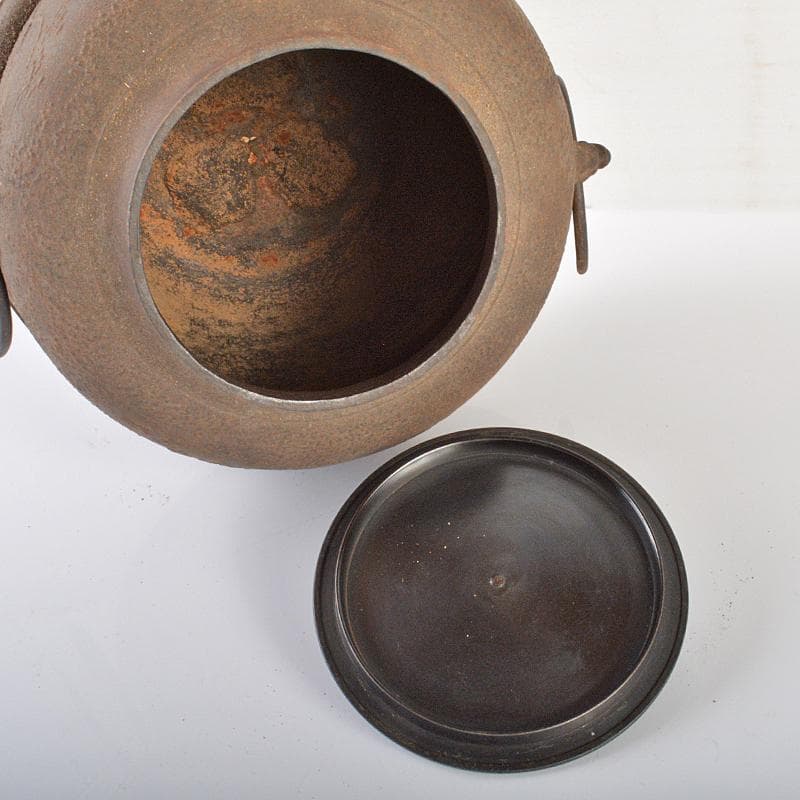 茶道具　人間国宝　釜師　角谷一圭作　浜松紋　真形釜　芦屋写　共箱　MR6331B