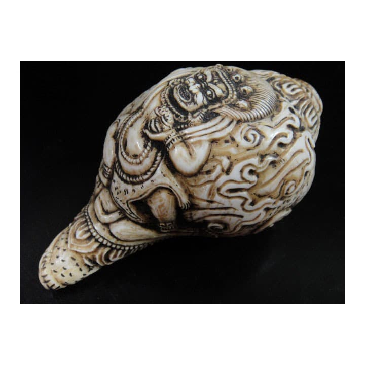 ◆チベット密教法具　法螺貝（シャンカ）マハーカーラ（大黒天）