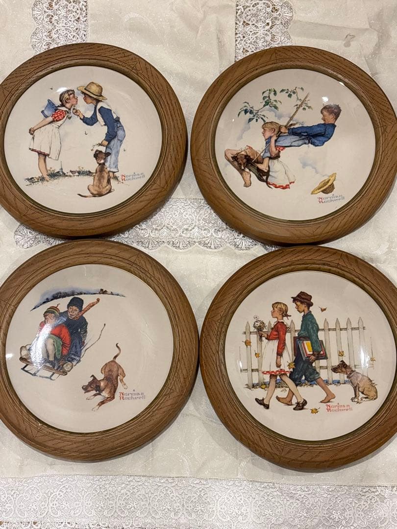 ノーマンロックウェル Gorham 限定 ヴィンテージ プレート 四季4枚セット