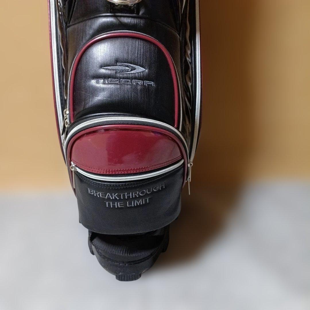 美品 TIGORA キャディバッグ キャスター付き 黒/赤フード未使用