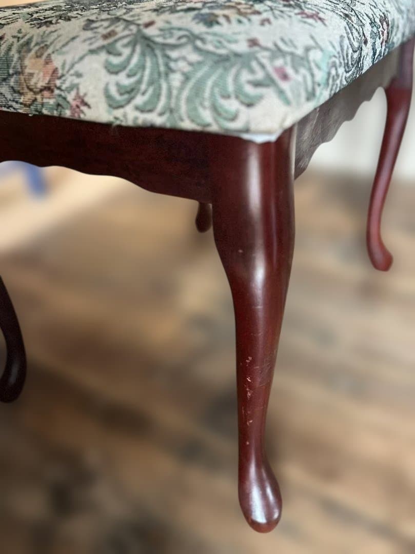 猫脚スツール 無垢材 ゴブラン調（１脚／2セット可）1970–90s 日本製