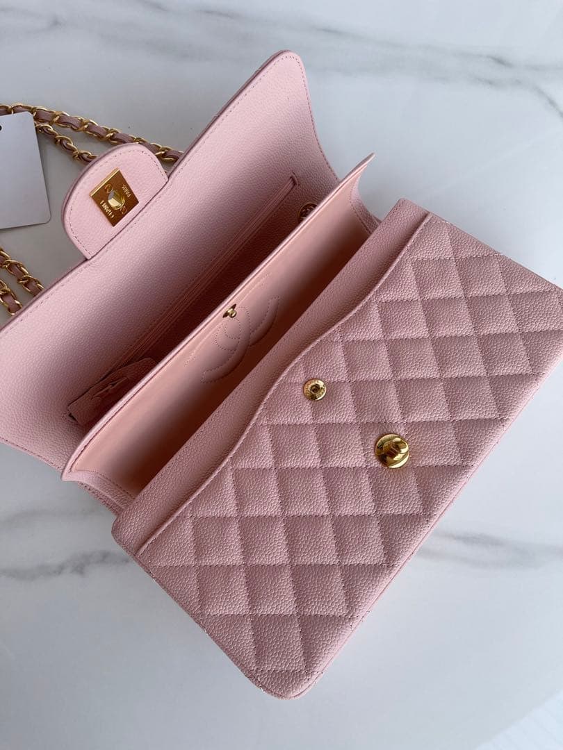 キャビアスキン ピンク A01112 ゴールド 金具　ショルダーバッグ