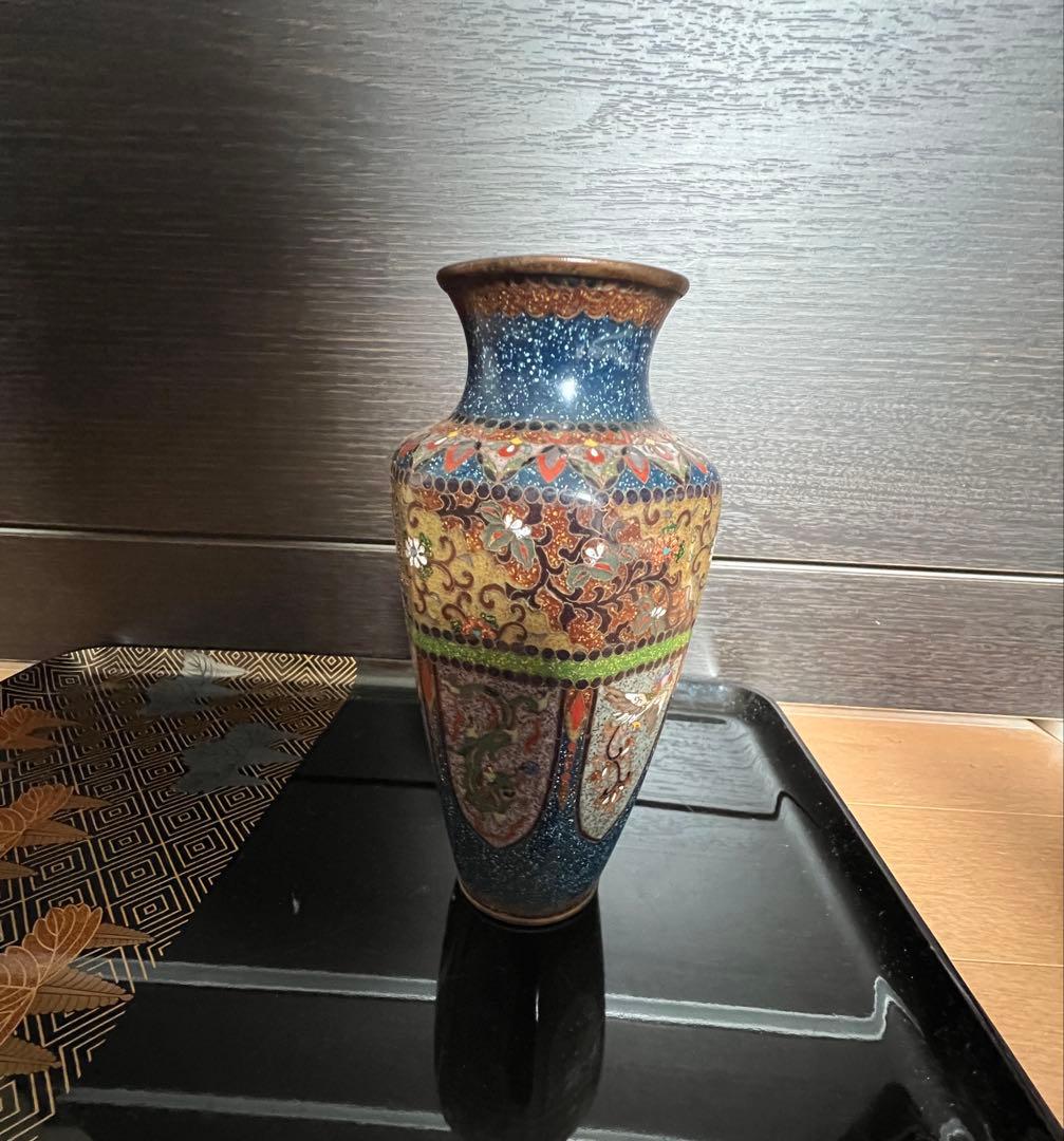 最高級日本七宝花瓶 龍と鳳凰 花唐草文 骨董 景泰藍