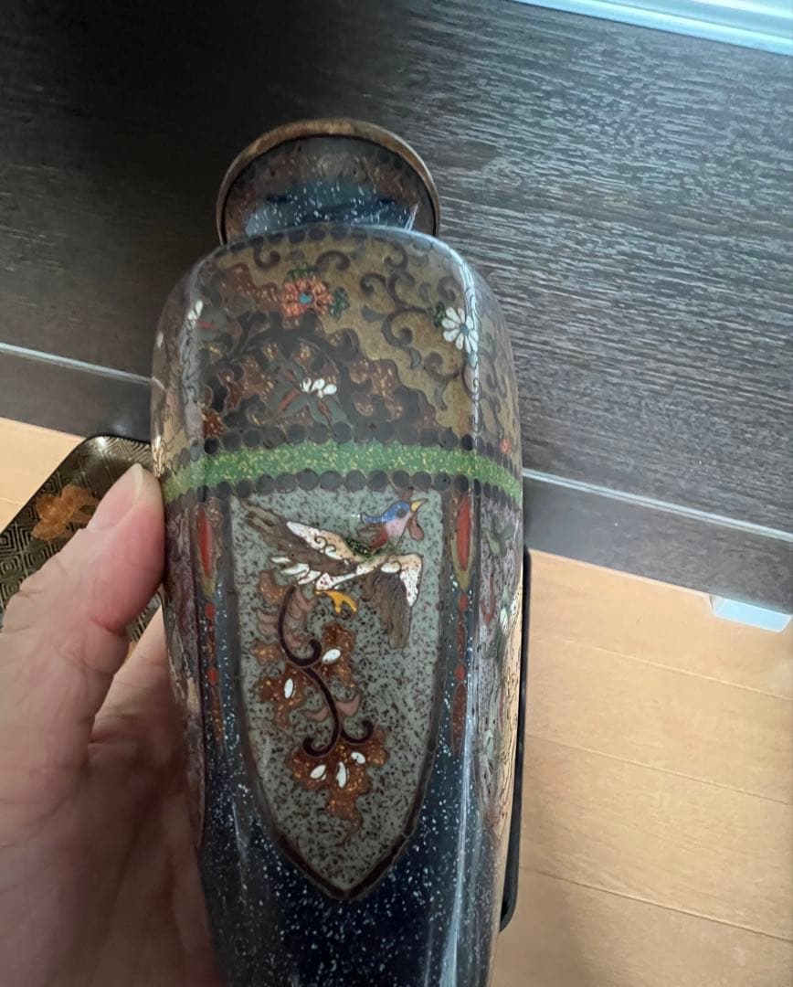 最高級日本七宝花瓶 龍と鳳凰 花唐草文 骨董 景泰藍