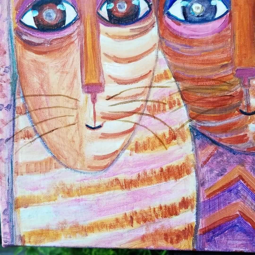 油絵　専用　おもなが猫三きょうだい