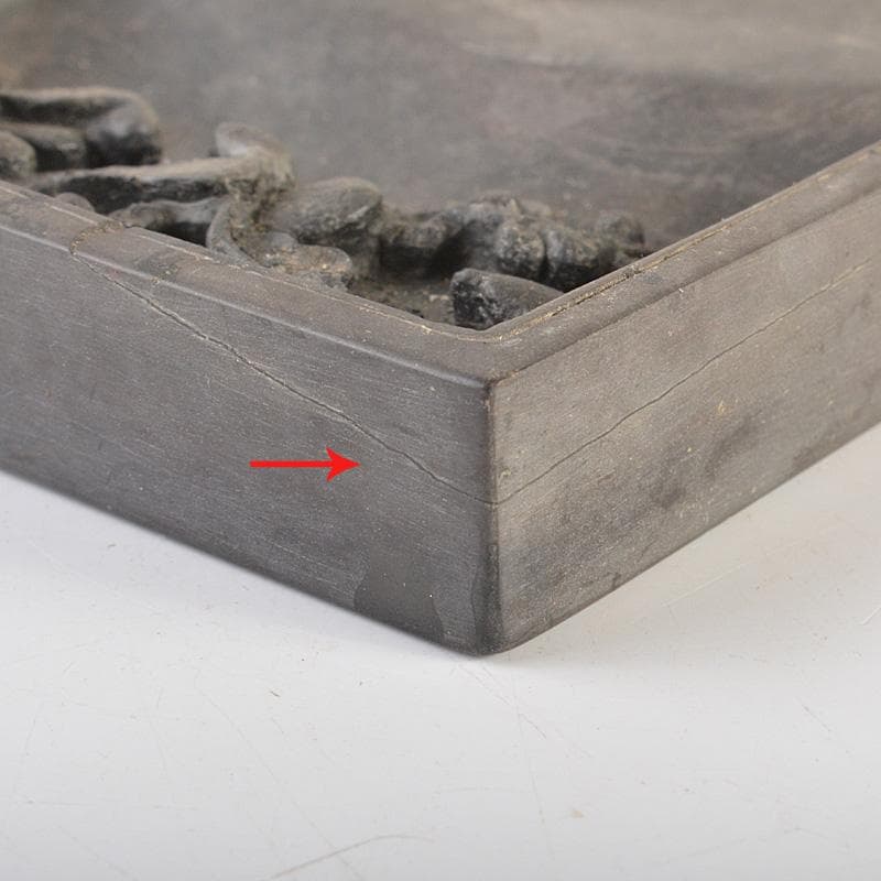 中国　書道具　梅鳥刻　端渓硯　唐木箱付　V　6634