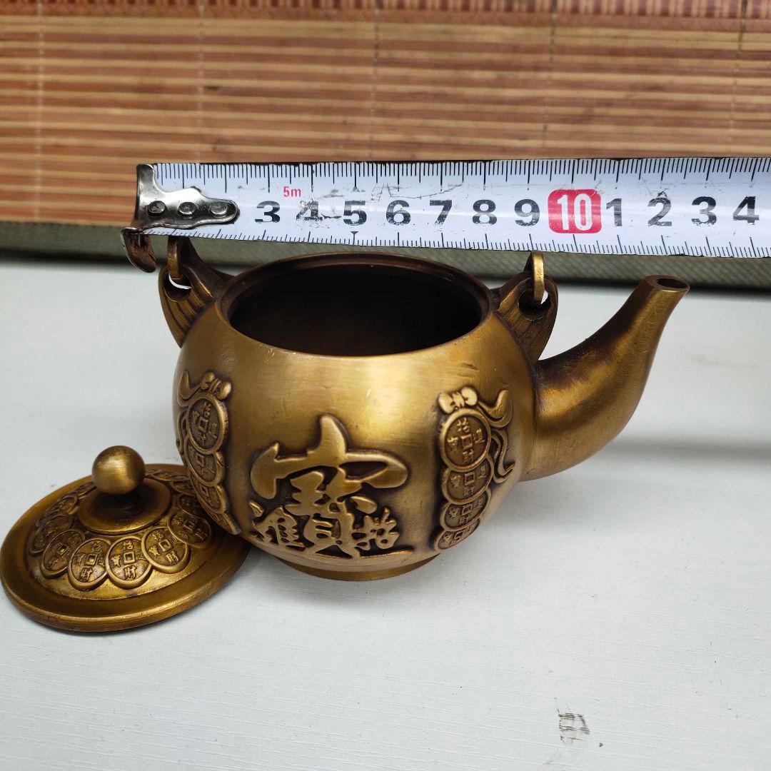 銅器 招財進宝茶壺 酒壺 提梁壺 茶道具 煎茶道具 工芸品 置物