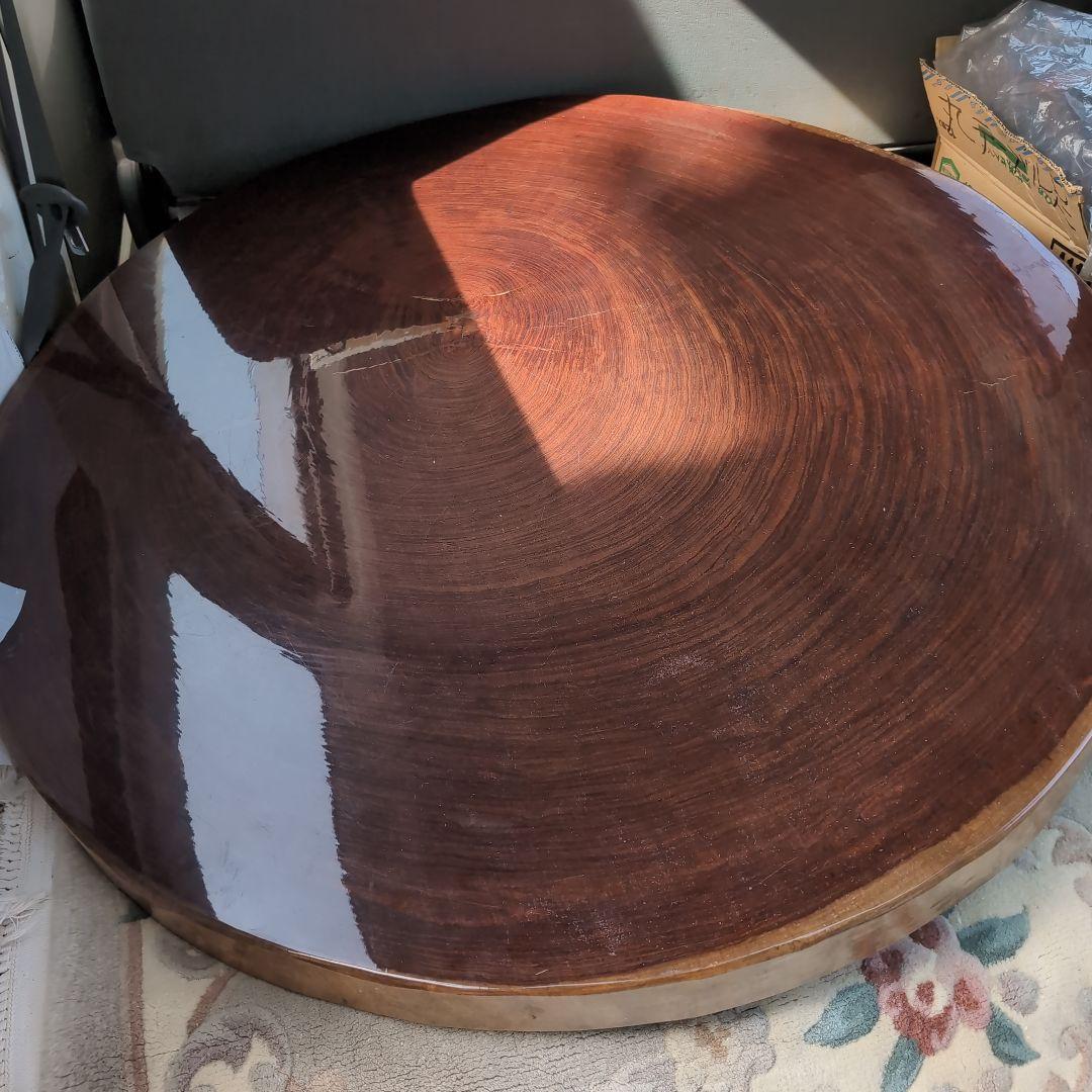 木製 円形座卓 光沢仕上げ