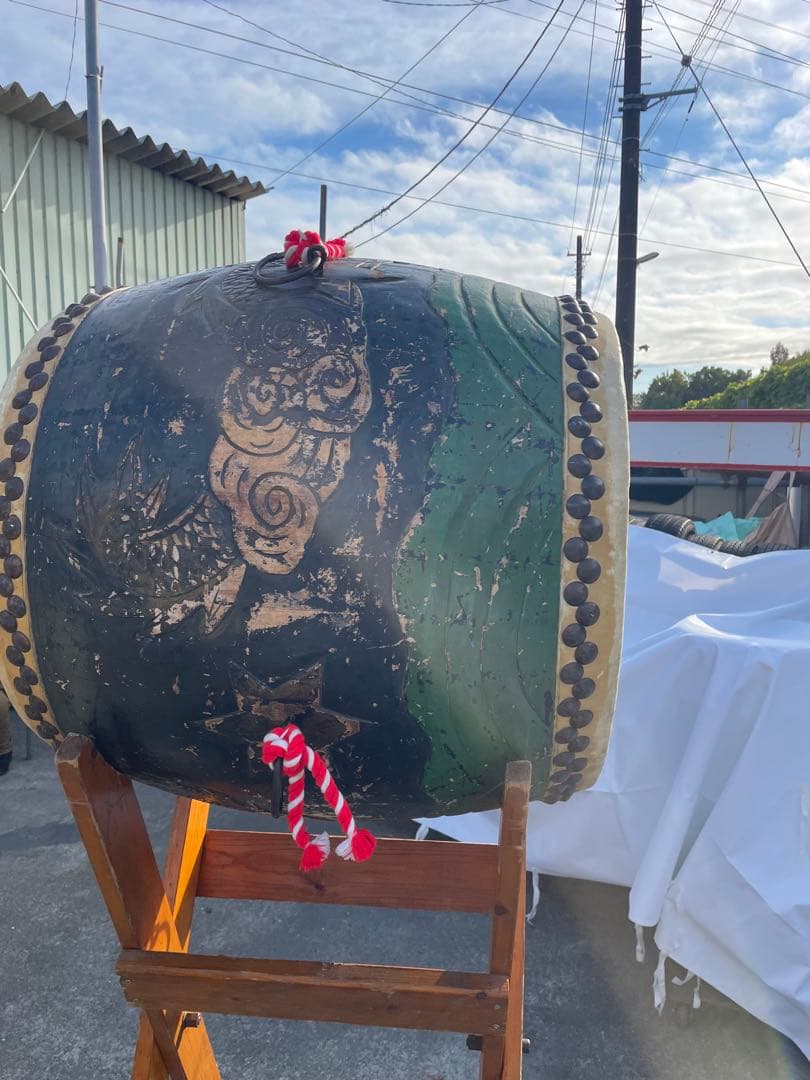 装飾和太鼓 大型 木製スタンド付き