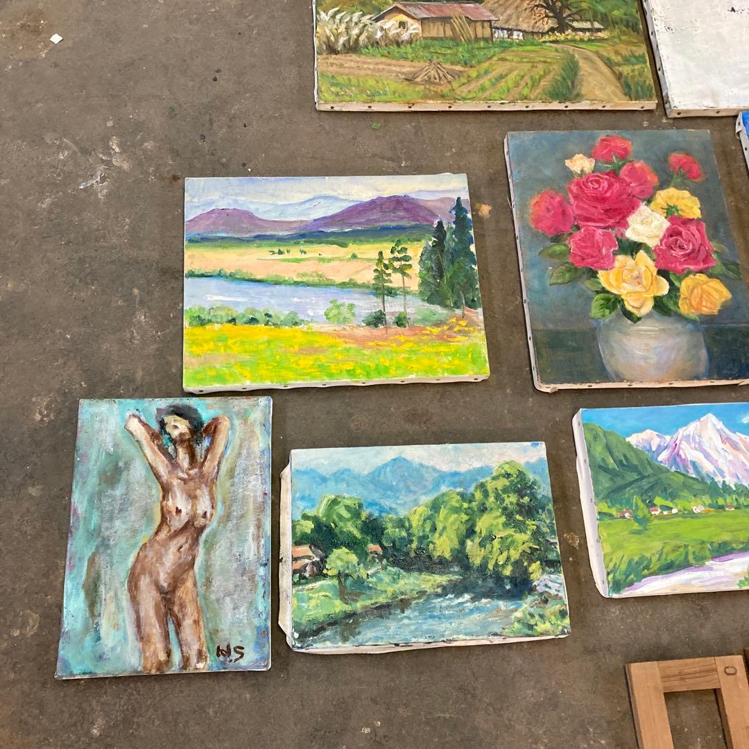 作者不明 大量 F10 F6 F4 油彩キャンバス 油絵 古画 まとめ売り