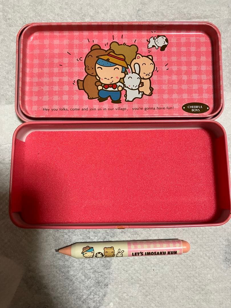 いもさくくん シャーペン と 缶ペンケース 筆入れ 昭和レトロ 1980年代
