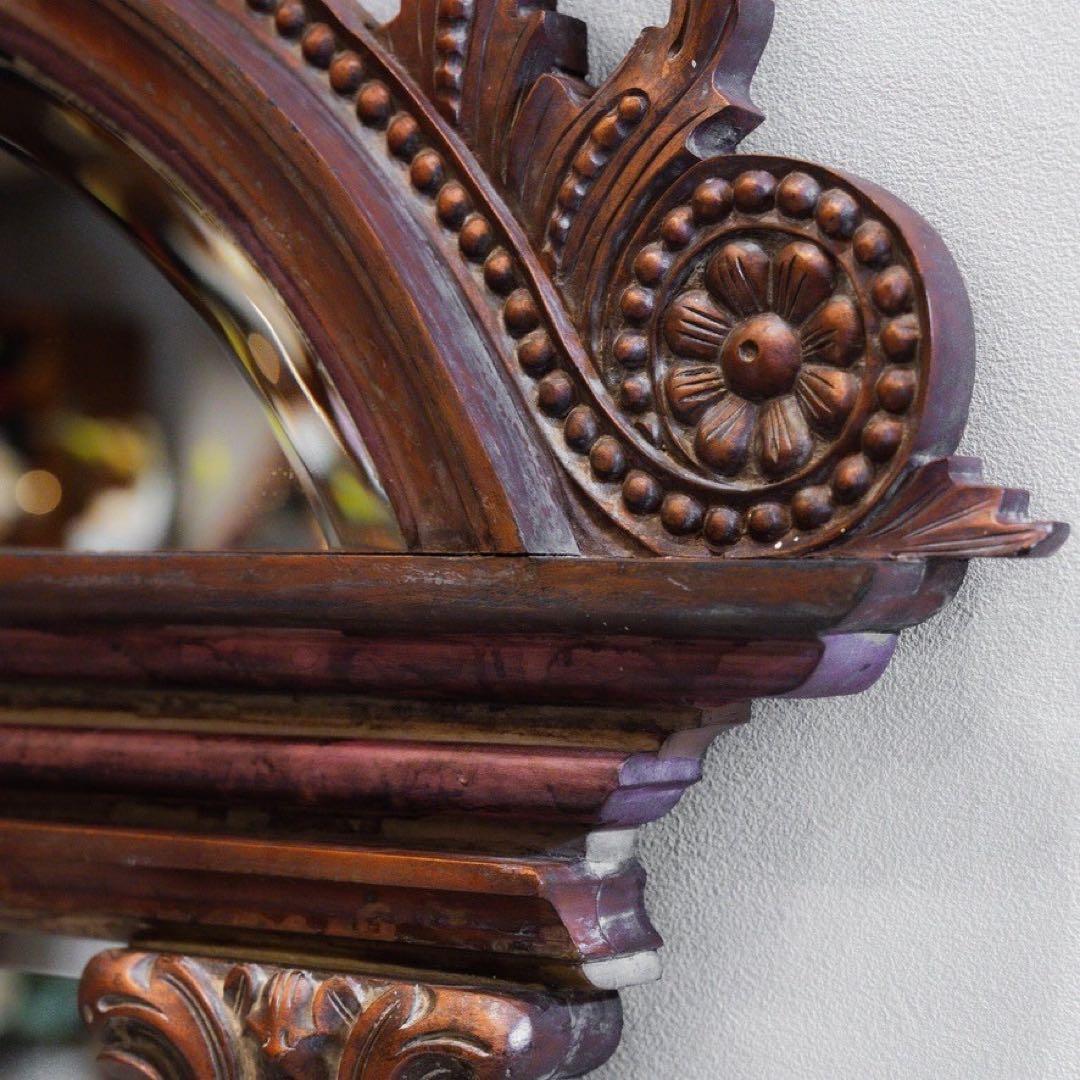 アンティーク調鏡 特大サイズ ギリシャ神殿風彫刻