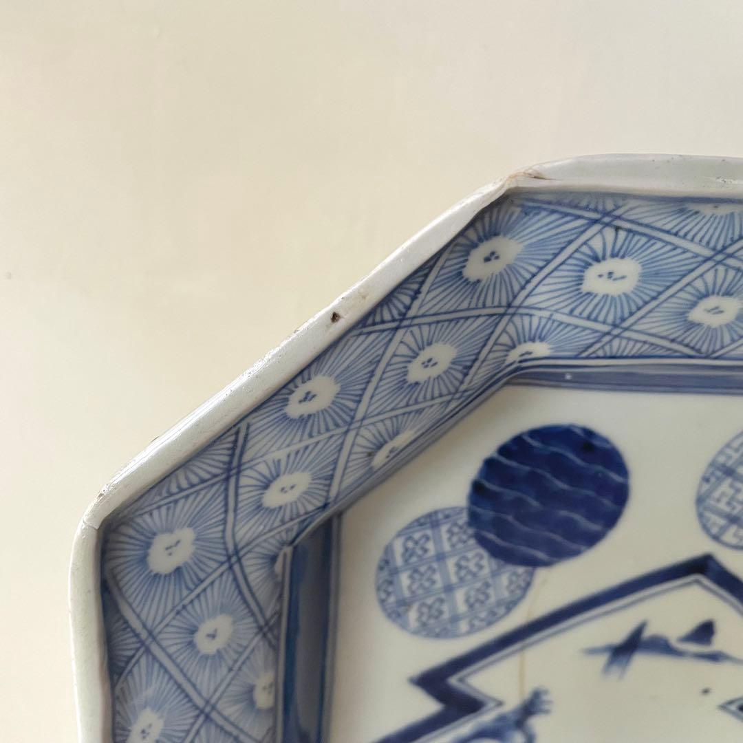 古伊万里 大明成化年製 染付 角皿 青花
