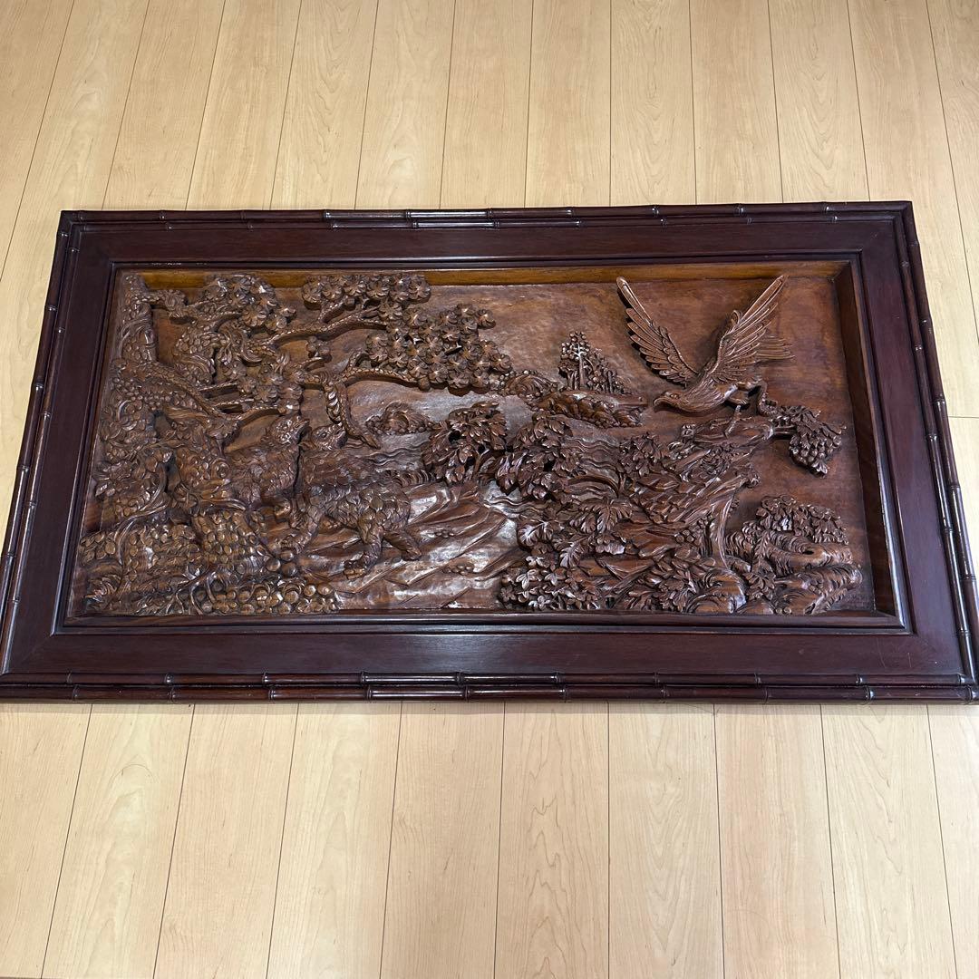 希少品　特大　古美術　中国美術　唐木　紫檀　花梨　立体彫刻　壁飾り