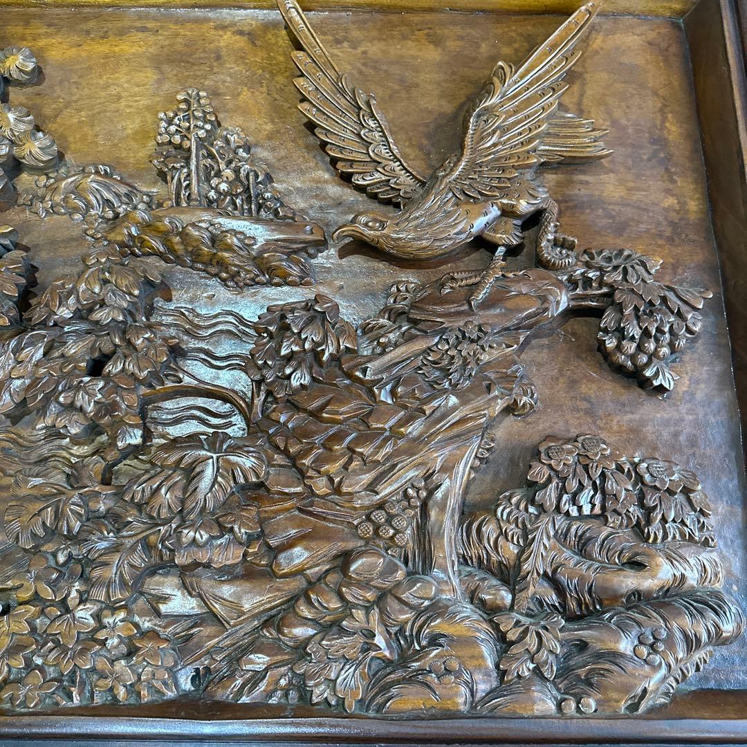 希少品　特大　古美術　中国美術　唐木　紫檀　花梨　立体彫刻　壁飾り