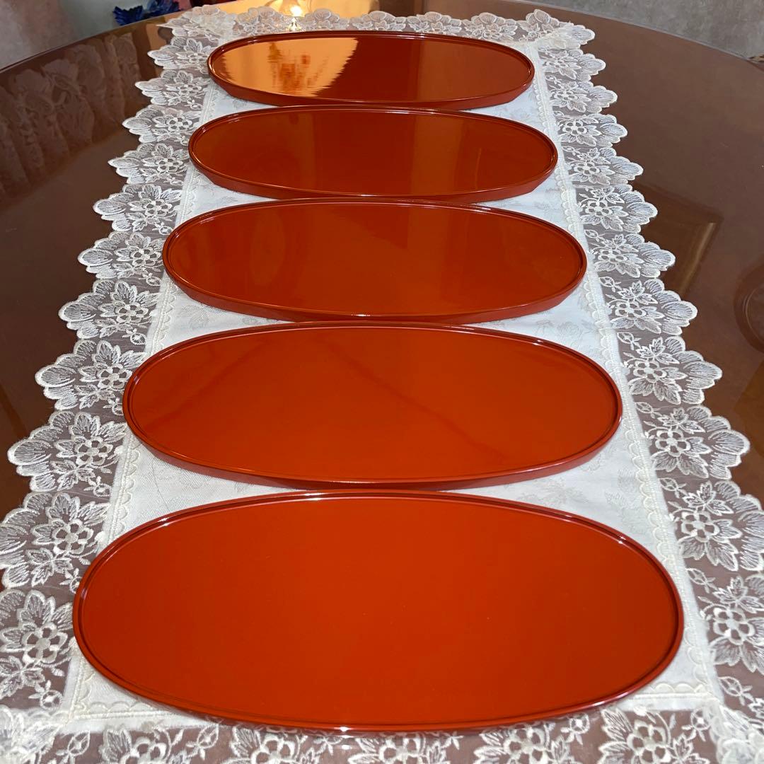 輪島塗　慶塚　楕円　お盆　 5枚セット　前菜盆　オーバル　未使用