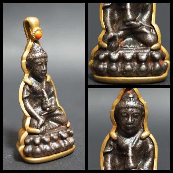 オールドチベット仏教 銅地包天鉄金工細工『釈迦牟尼仏 アミュレット』根付お守り