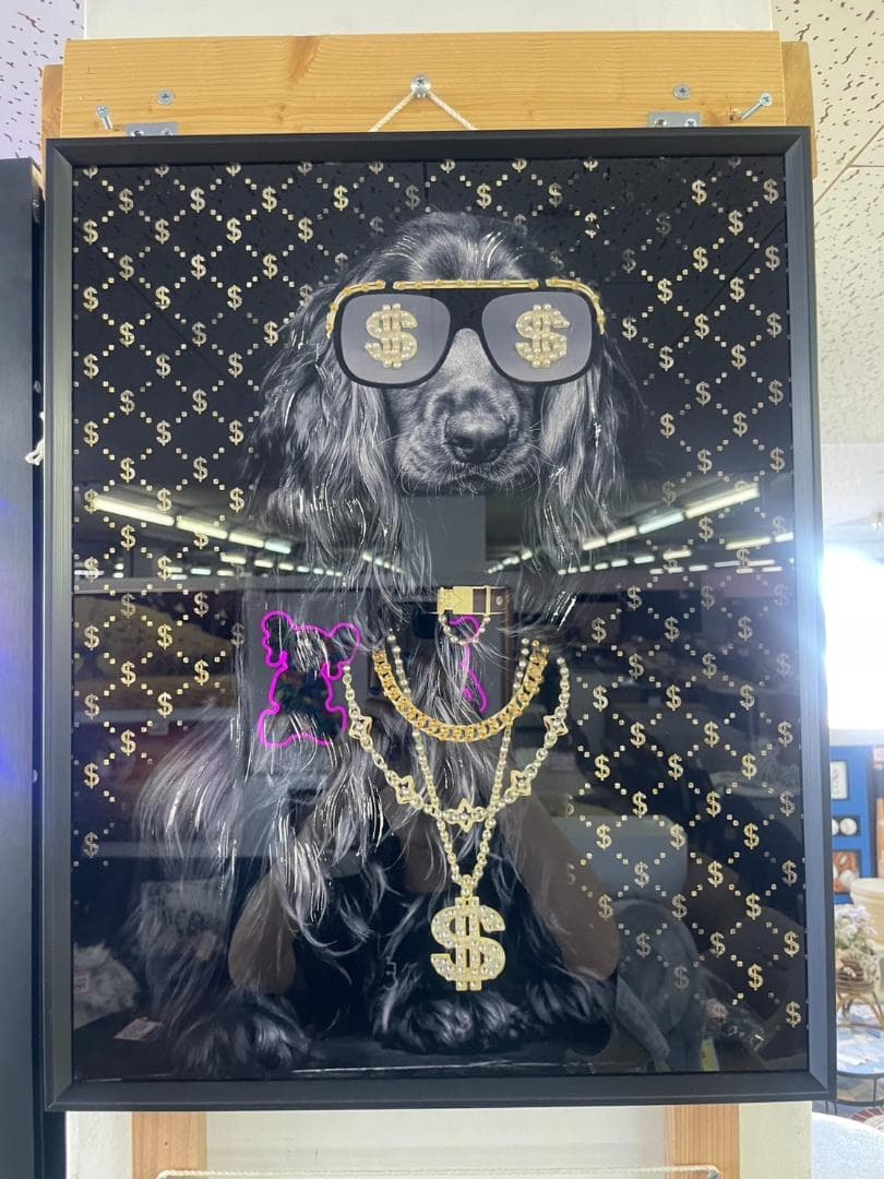 アートパネル　アート　絵画　絵　ポスター　壁掛け　額縁　ギャング　ラッパー　犬