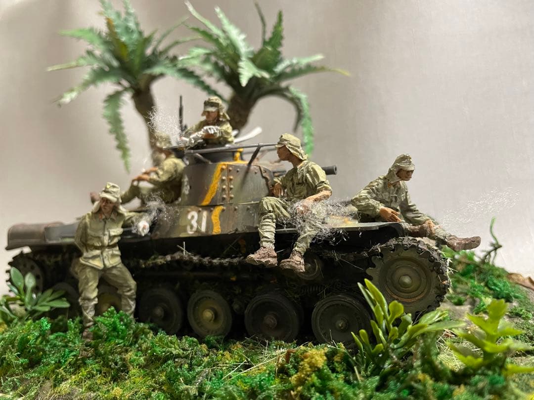 戦車ジオラマ　1/35 日本陸軍97式戦車と戦車兵